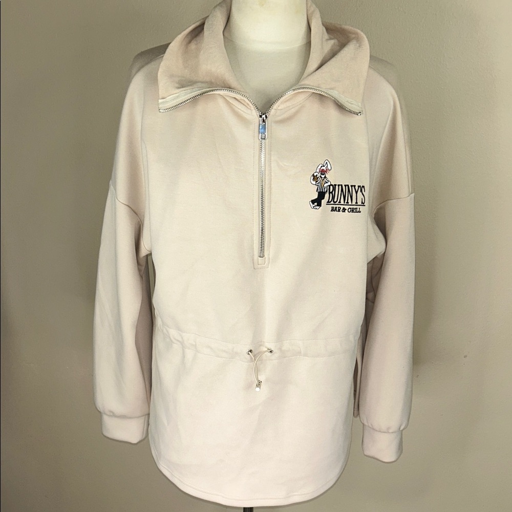 Cream Half-Zip Sweatshirt